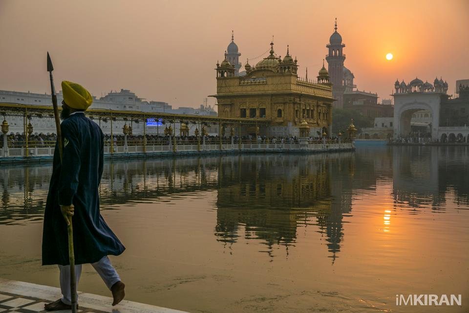At dawn about 6am.. guard passing by