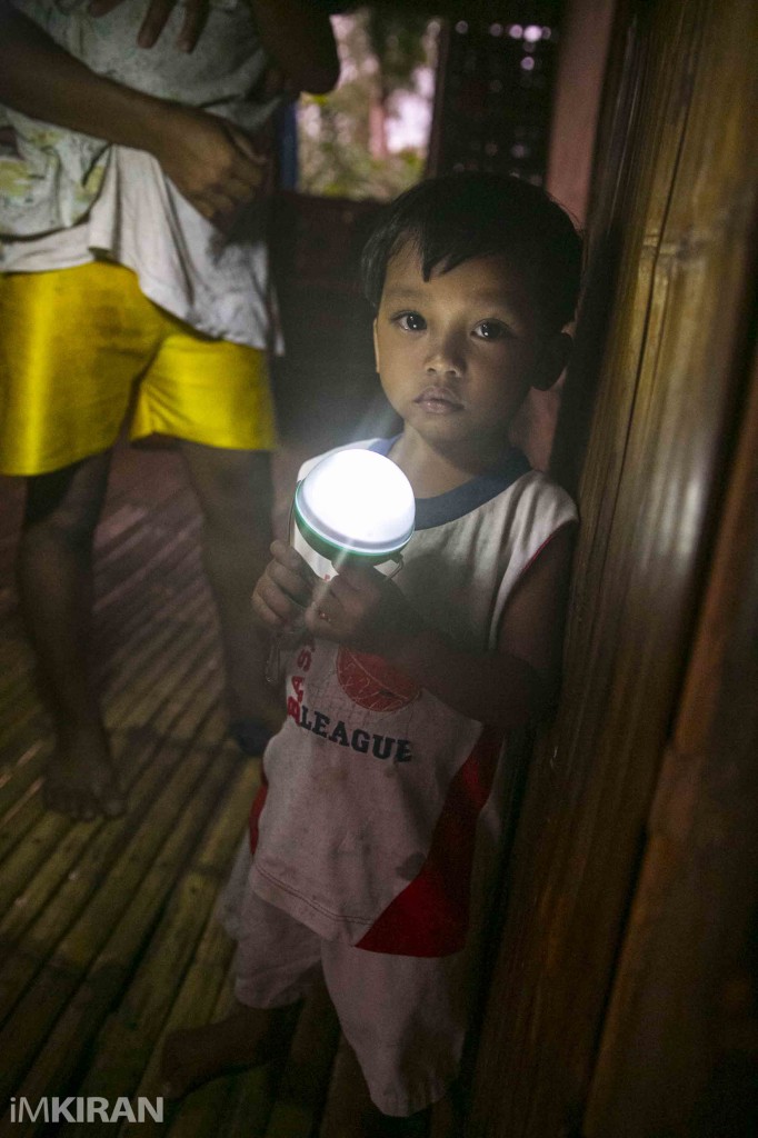 Each family are given 2 solar lights each, which help light up a room. 